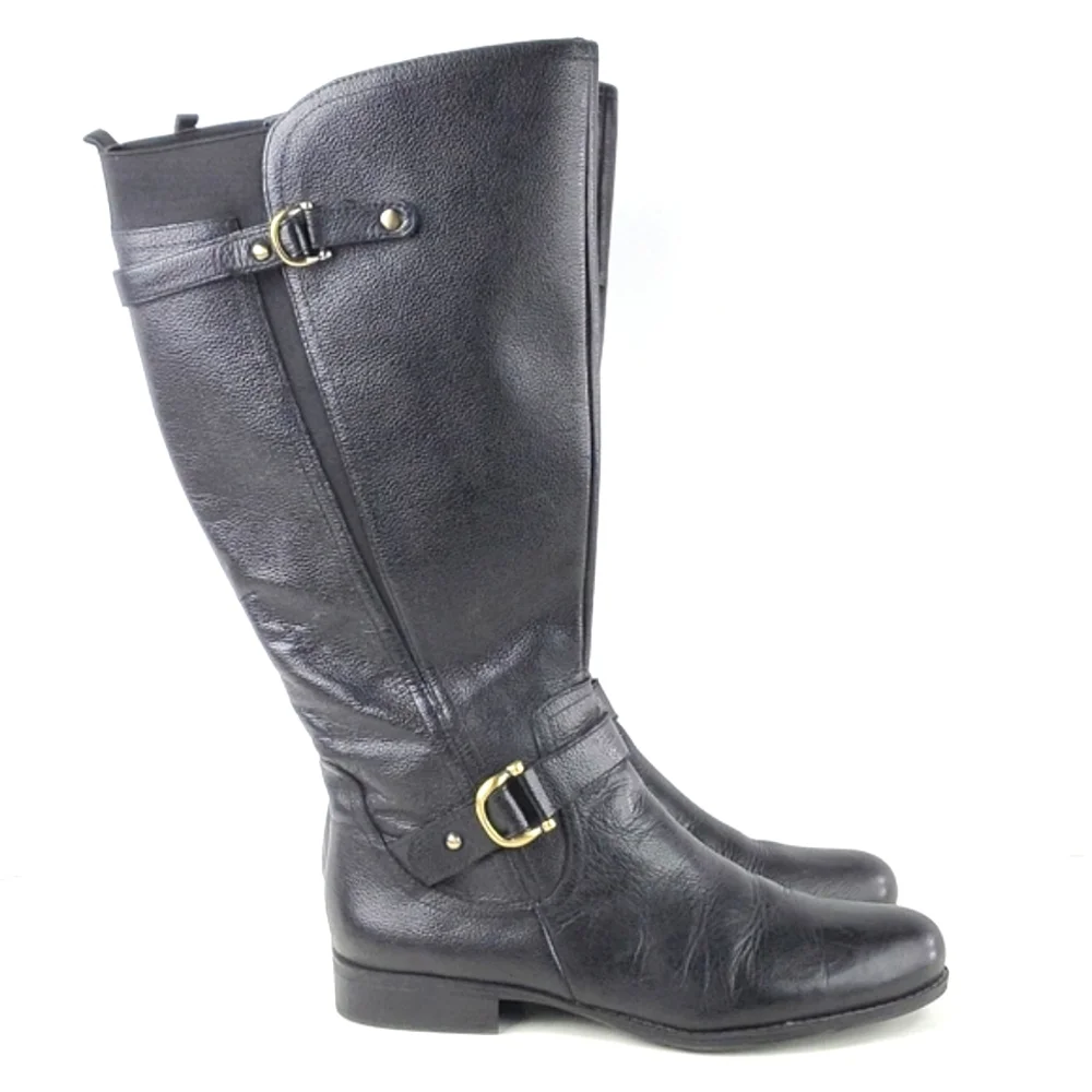 Naturalizer Black Leather Knee-High Riding Boots